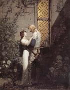 NC Wyeth Sir Tristram and La Belle Isolde in the Garden oil painting
